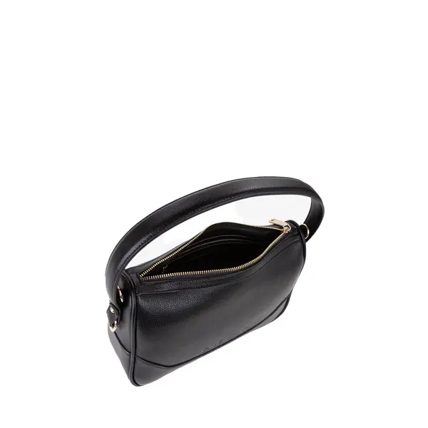 Pebbled Leather Embossed Logo Shoulder Bag with Top Handle 3 Image