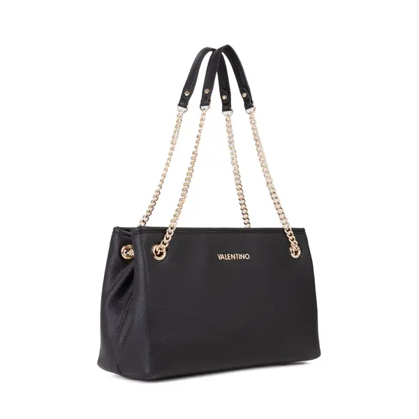 Leather Shoulder Tote Bag with Gold-Tone Chain Straps 1 Image