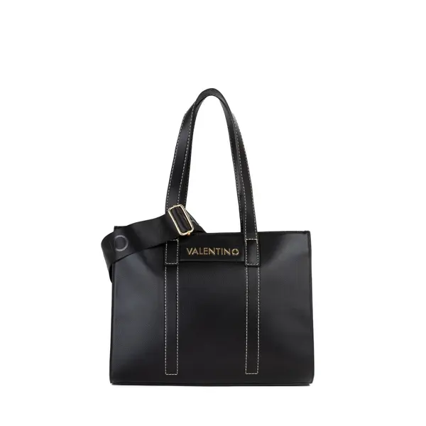 Leather Flap Shoulder Bag with Gold-Tone Chain Details 1 Image