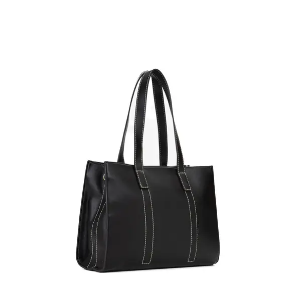 Leather Flap Shoulder Bag with Gold-Tone Chain Details 3 Image