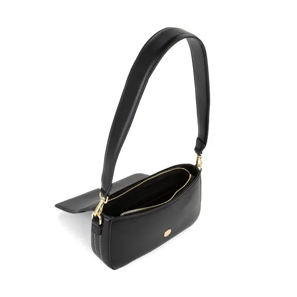 Leather Flap Shoulder Bag with Detachable Logo Crossbody Strap 4 Image