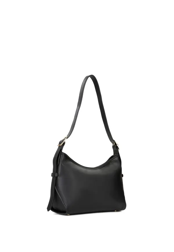 Curved Leather Hobo Shoulder Bag with Adjustable Strap 2 Image