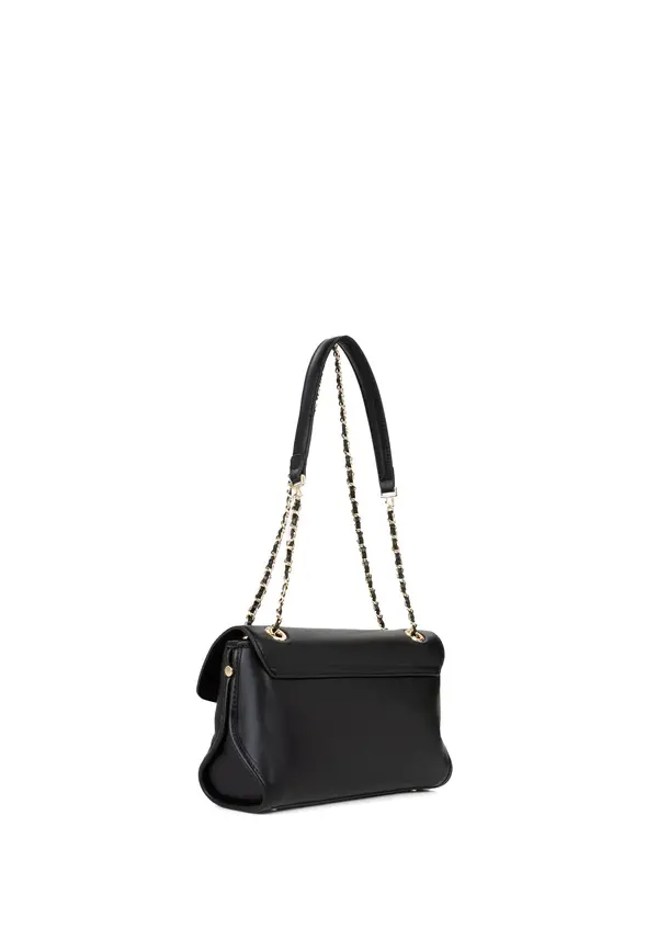 Envelope Flap Shoulder Bag with Interwoven Gold Chain Strap 2 Image