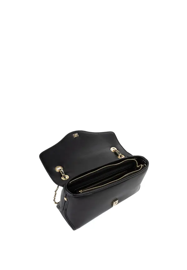 Envelope Flap Shoulder Bag with Interwoven Gold Chain Strap 3 Image