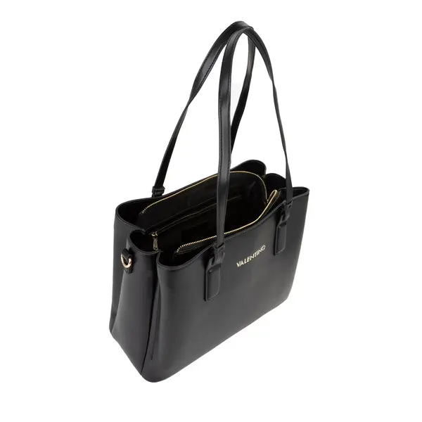 Multi-Compartment Leather Tote Bag with Gold-Tone Hardware 3 Image
