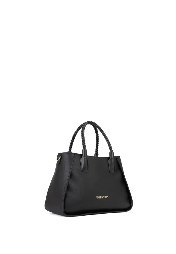 Saffiano Trapeze Tote Bag with Braided Top Handle 1 Image