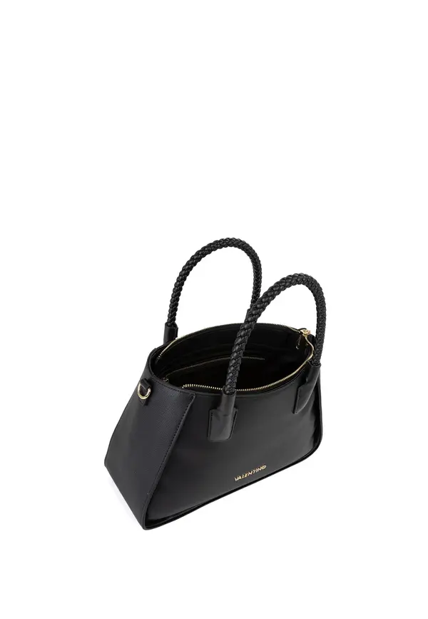 Saffiano Trapeze Tote Bag with Braided Top Handle 3 Image