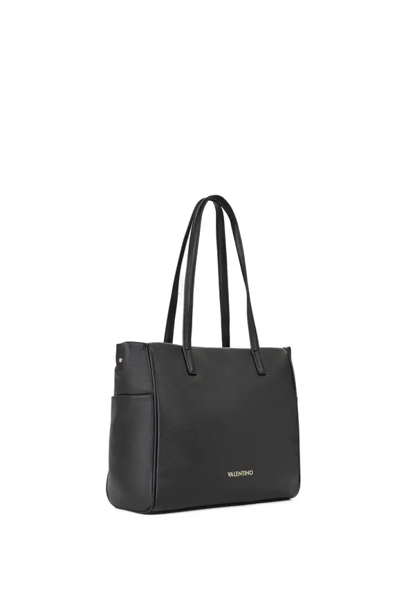 Textured Leather Tote Bag with Woven Logo Crossbody Strap 1 Image