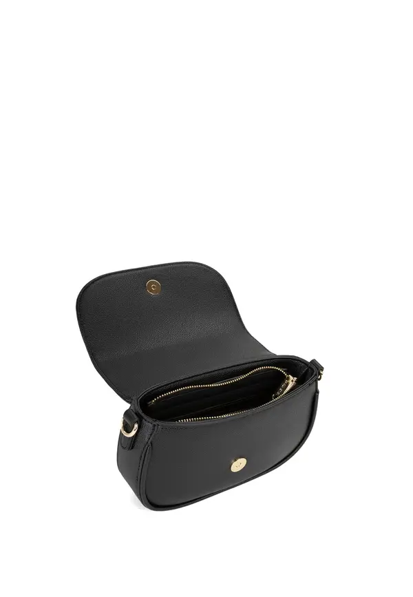 Leather Crossbody Flap Bag with Woven Logo Strap 3 Image