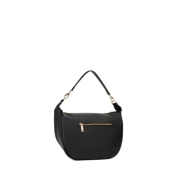 Leather Hobo Shoulder Bag  with Woven Logo Shoulder Strap 2 Image