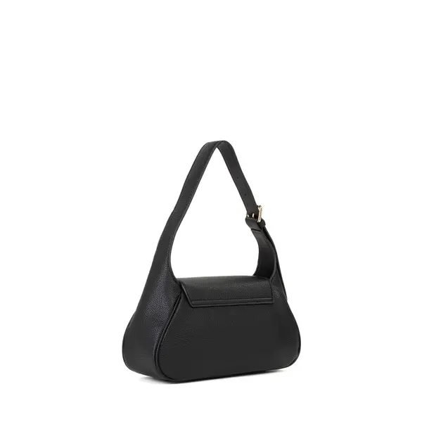 Leather Curved Hobo Bag with Gold Hardware 2 Image