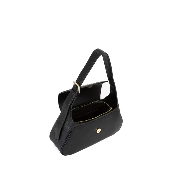 Leather Curved Hobo Bag with Gold Hardware 3 Image