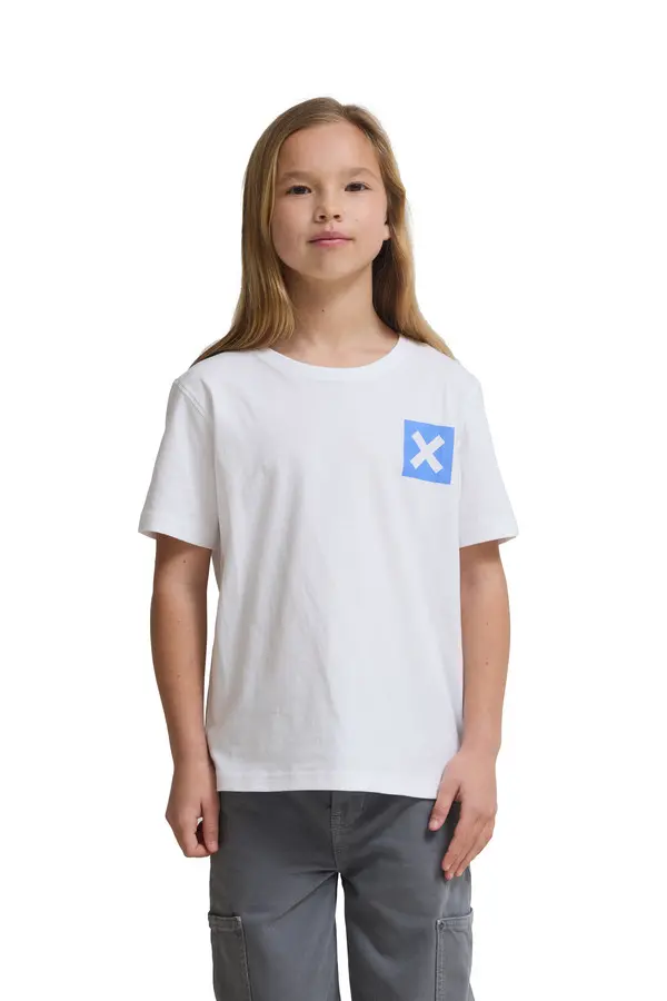 Kids Neutral White Classic 'X' Logo Short Sleeve Cotton T-Shirt 2 Image