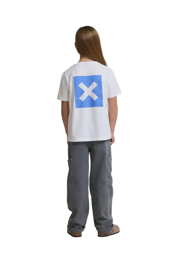 Kids Neutral White Classic 'X' Logo Short Sleeve Cotton T-Shirt 3 Image