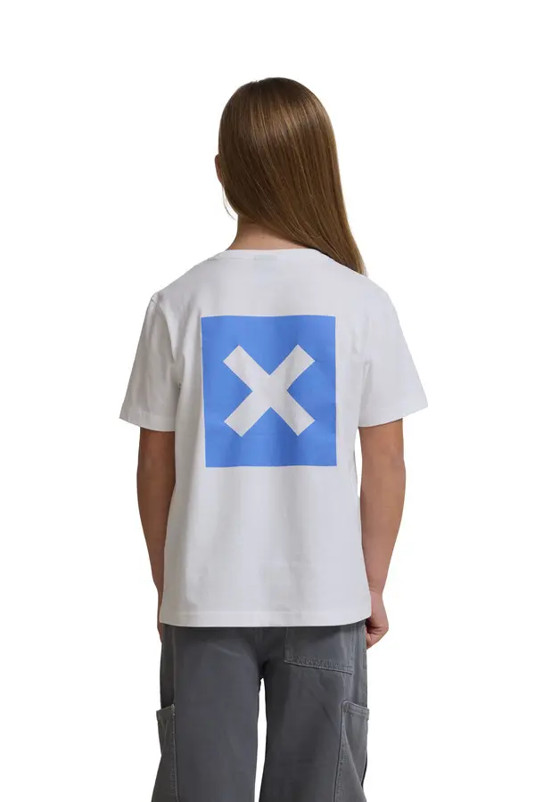 Kids Neutral White Classic 'X' Logo Short Sleeve Cotton T-Shirt 4 Image