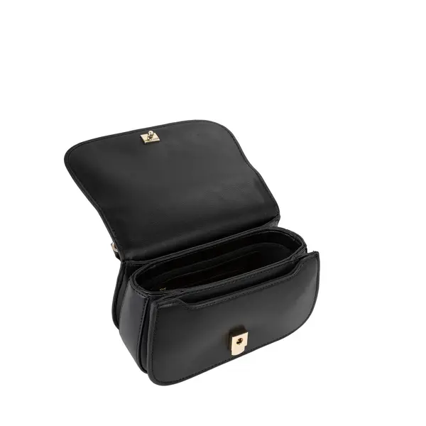 Small Smooth Leather Top Handle Bag with Gold Tassel Charm 3 Image