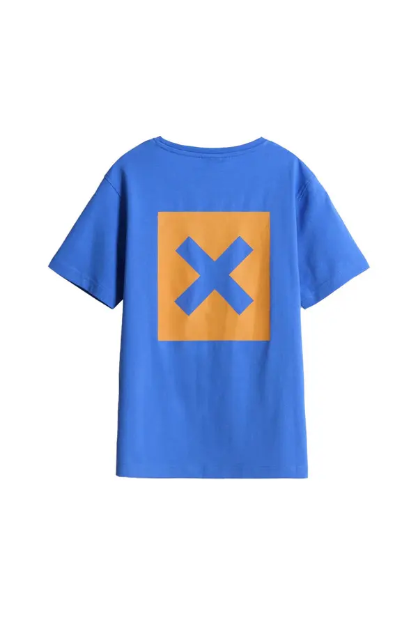 Kids Neutral Blue Classic 'X' Logo Short Sleeve Cotton T-Shirt 2 Image