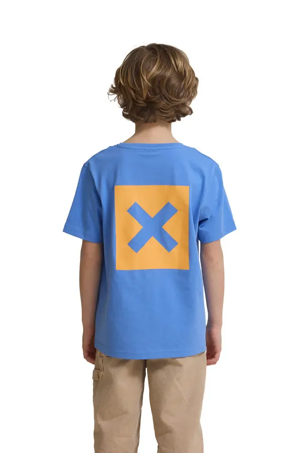 Kids Neutral Blue Classic 'X' Logo Short Sleeve Cotton T-Shirt 3 Image
