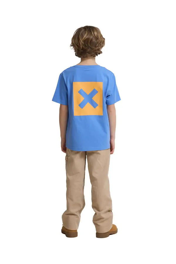 Kids Neutral Blue Classic 'X' Logo Short Sleeve Cotton T-Shirt 4 Image