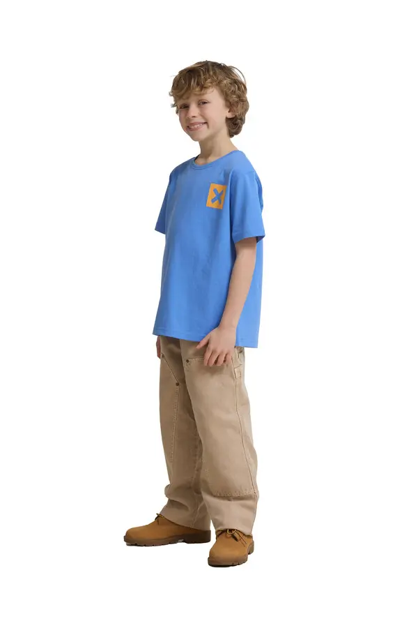 Kids Neutral Blue Classic 'X' Logo Short Sleeve Cotton T-Shirt 5 Image