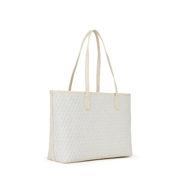 Monogram Geometric Print Tote Bag with Gold V Logo 1 Image