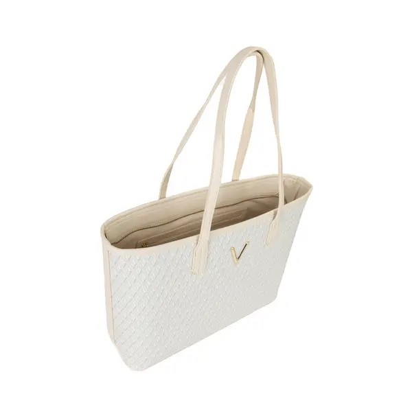 Monogram Geometric Print Tote Bag with Gold V Logo 2 Image