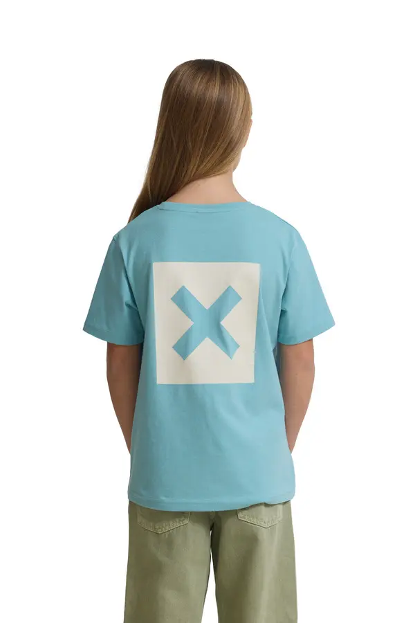 Kids Neutral Aqua Classic 'X' Logo Short Sleeve Cotton T-Shirt 1 Image