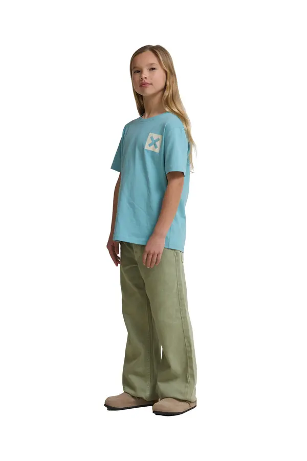Kids Neutral Aqua Classic 'X' Logo Short Sleeve Cotton T-Shirt 2 Image