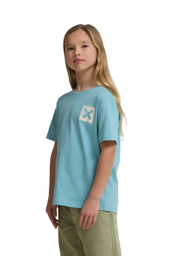 Kids Neutral Aqua Classic 'X' Logo Short Sleeve Cotton T-Shirt 3 Image