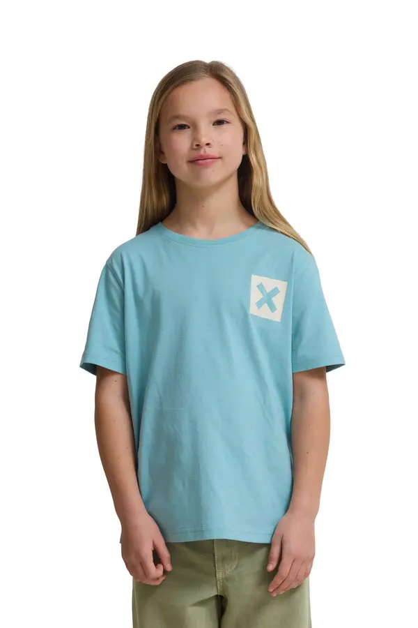 Kids Neutral Aqua Classic 'X' Logo Short Sleeve Cotton T-Shirt 4 Image