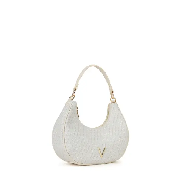 Monogram Geometric Print Crescent Hobo Shoulder Bag with Gold V Logo 1 Image