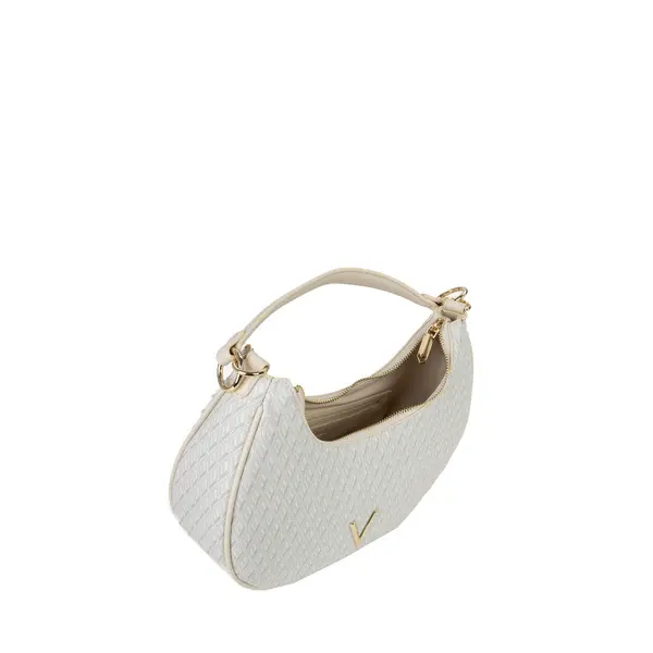 Monogram Geometric Print Crescent Hobo Shoulder Bag with Gold V Logo 3 Image
