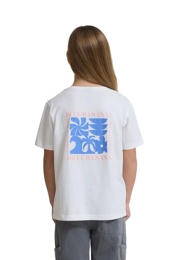 Kids Neutral Short Sleeve T-Shirt with Back Geometric Surf Print 1 Image