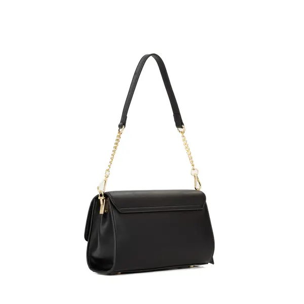 Smooth Flap Shoulder Bag with Gold Chain Strap 2 Image