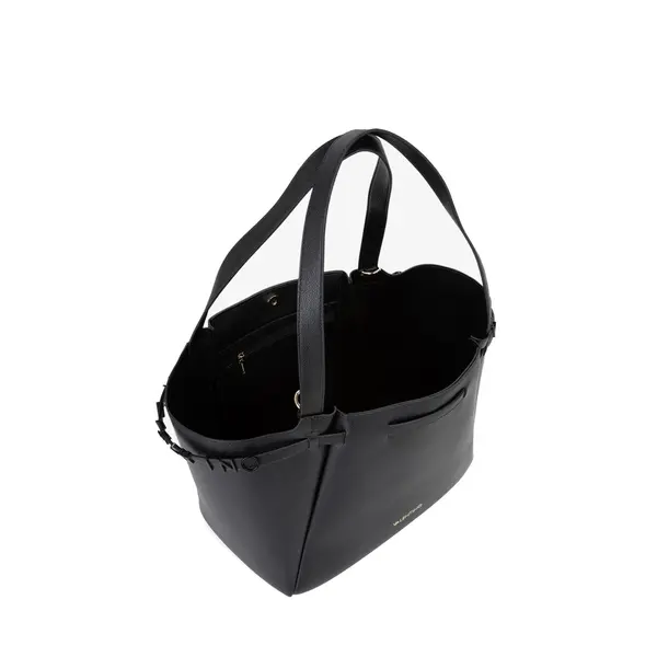 Large Grained Leather Tote Bag Set with Matching Pouch 3 Image