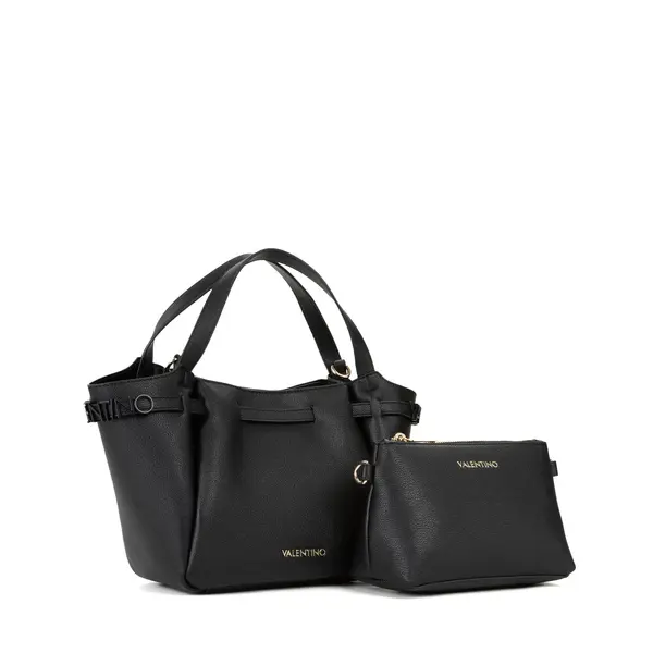 Medium Grained Top Handle Tote Bag with Detachable Pouch 1 Image
