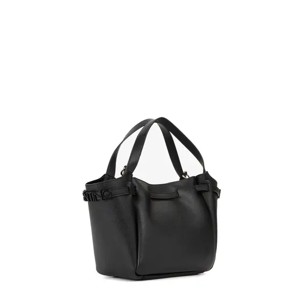 Medium Grained Top Handle Tote Bag with Detachable Pouch 2 Image