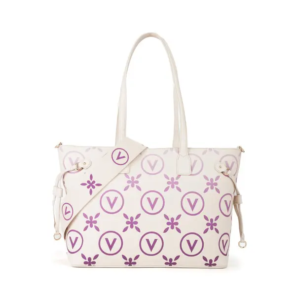 Tote Bag with Purple V-Logo Monogram and Floral Print 1 Image