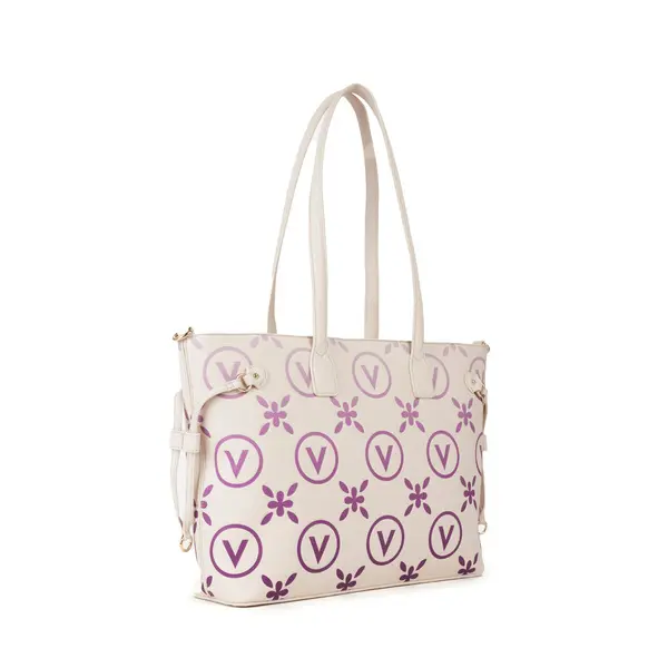 Tote Bag with Purple V-Logo Monogram and Floral Print 2 Image