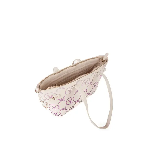 Tote Bag with Purple V-Logo Monogram and Floral Print 3 Image