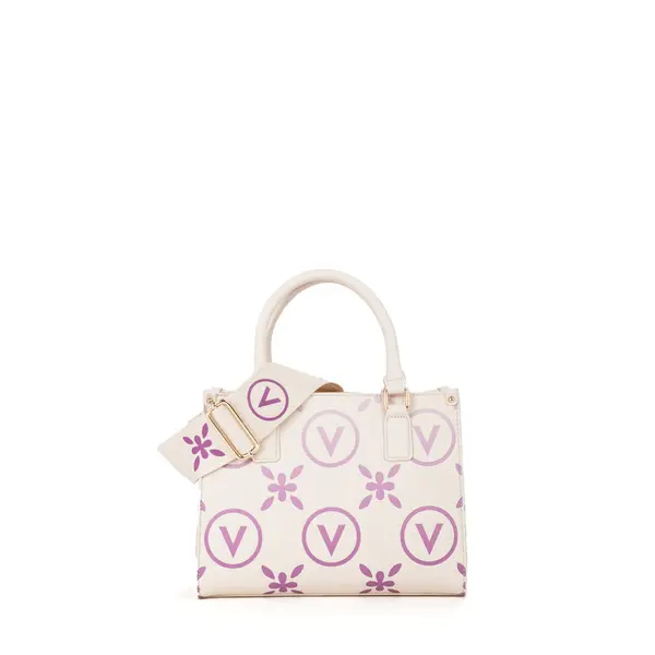 Mini Top Handle Bag with Purple V-Logo and Floral Monogram Print 1 Image