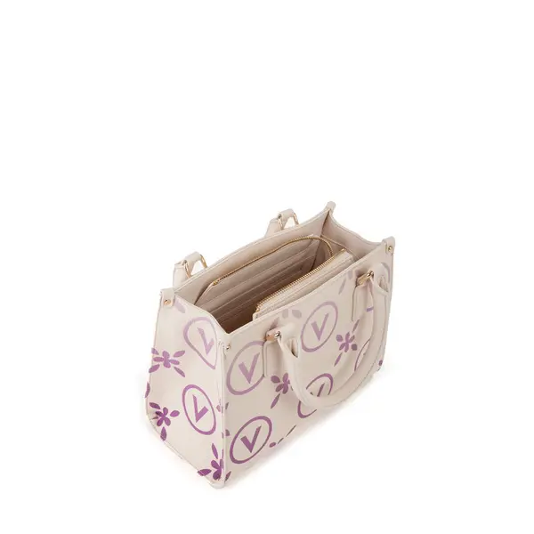 Mini Top Handle Bag with Purple V-Logo and Floral Monogram Print 4 Image