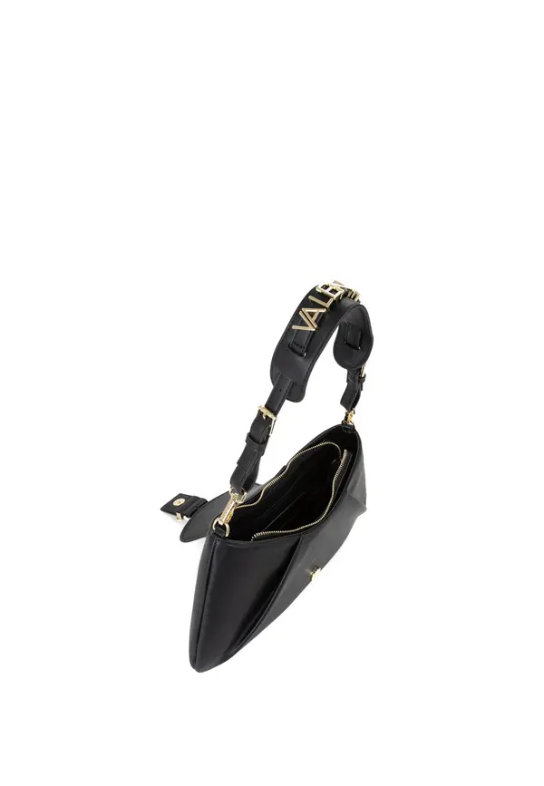 Smooth Leather Shoulder Bag with Gold Buckle Detail 3 Image