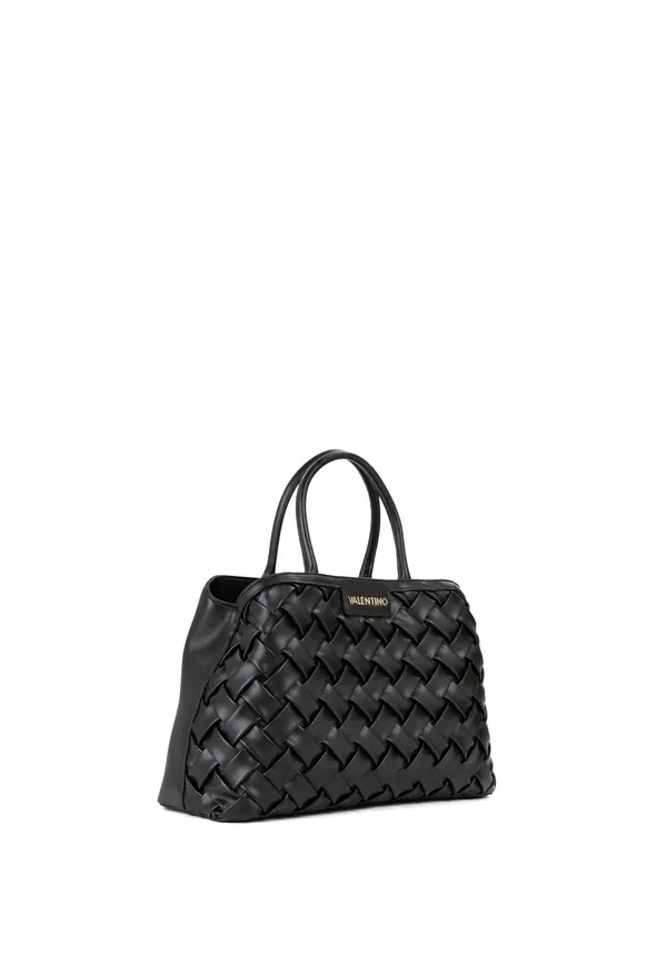Woven Leather Tote Bag with Double Top Handles 1 Image