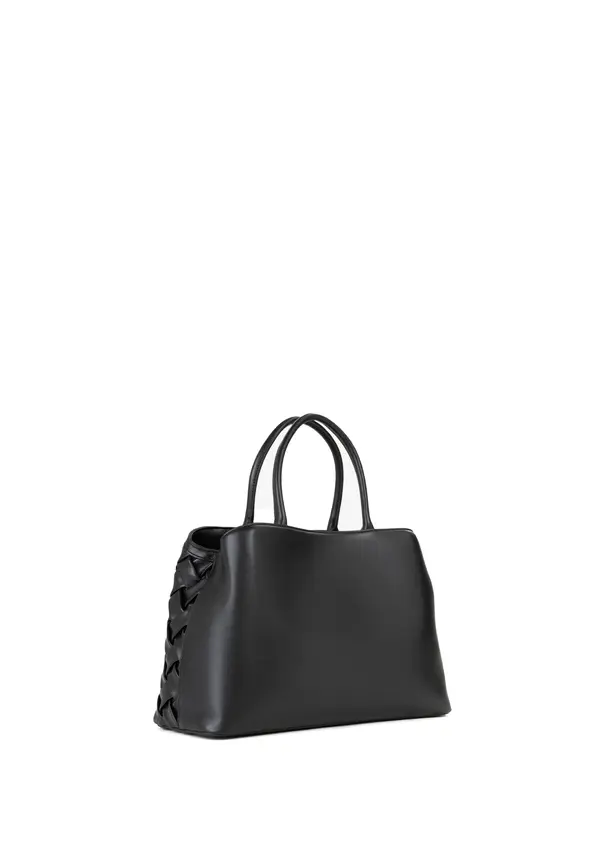 Woven Leather Tote Bag with Double Top Handles 2 Image