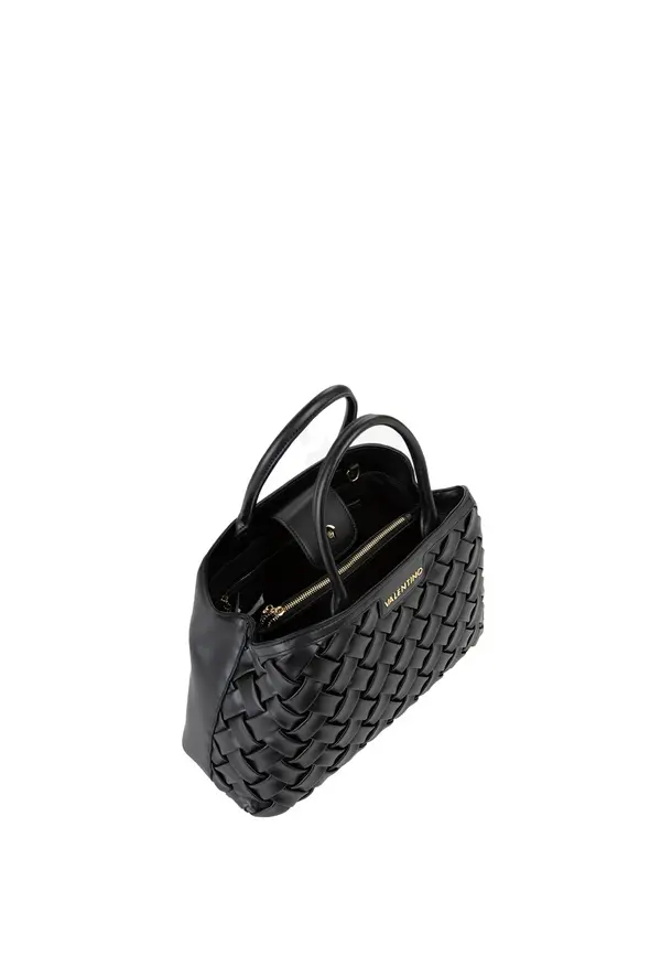 Woven Leather Tote Bag with Double Top Handles 3 Image