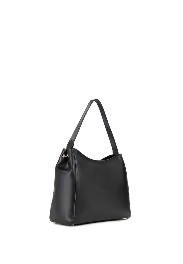 Woven Leather Shoulder Bag with Gold Hardware 2 Image