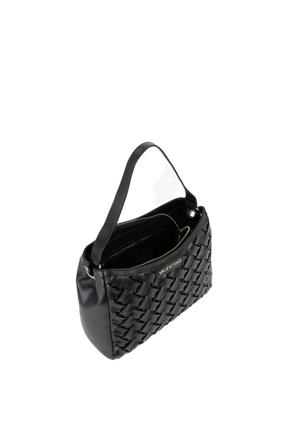 Woven Leather Shoulder Bag with Gold Hardware 3 Image