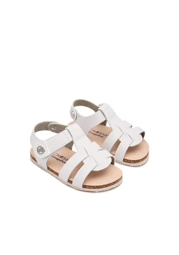 Baby Girl Leather Strappy Cork-Sole Sandals  1 Image