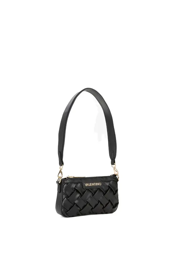 Woven Leather Small Shoulder Bag with Gold Hardware 1 Image